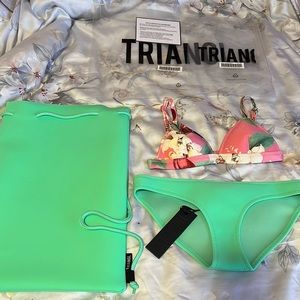 Triangl - Pink and Green Neoprene Bikini Set - XXS - NWT
